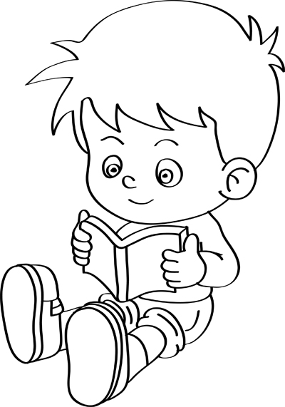dibujo de niño con libro
